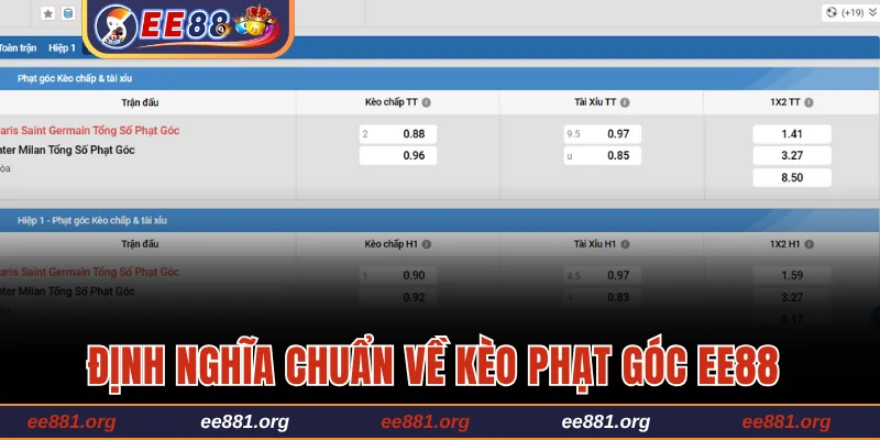 Định nghĩa chuẩn về kèo phạt góc EE88