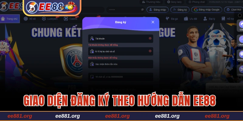 Giao diện đăng ký theo hướng dẫn EE88