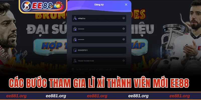 Hướng dẫn các bước tham gia lì xì thành viên mới EE88