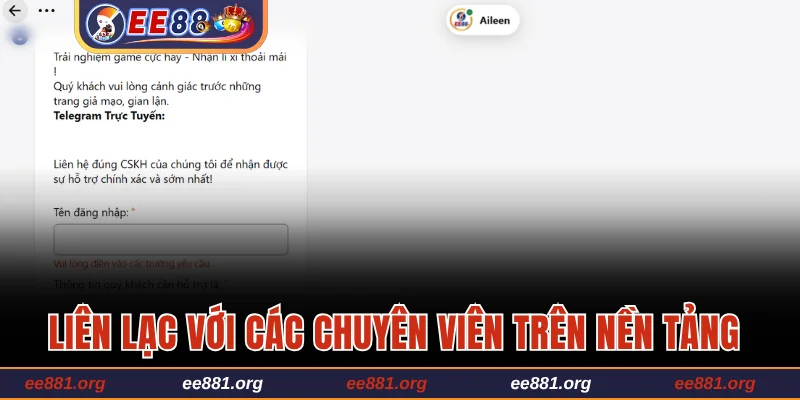 Liên lạc với các chuyên viên trên nền tảng