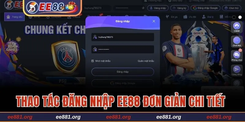 Thao tác đăng nhập EE88 đơn giản chi tiết